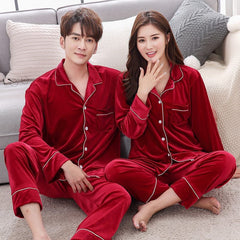 Couple Winter Warm Velvet Long Sleeve Pyjamas Set