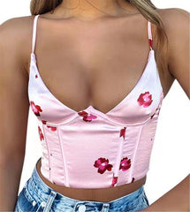 Neck Floral Tanks Camis Sexy Bustier Summer Tube Crop Tops Festival Outfit