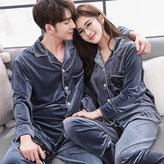 Couple Winter Warm Velvet Long Sleeve Pyjamas Set