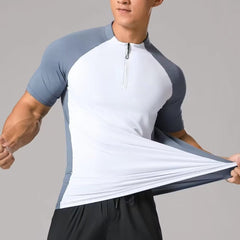 Quick-drying Stand Collar Half Zip Short-sleeved Sportswear Workout Training Clothes