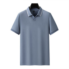 Mercerized Pearl Cotton Lapel Short Sleeve Polo Shirt