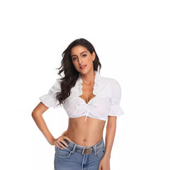 Bavarian Beer Festival Costume Women's Ethnic Shirt Small White Jersey