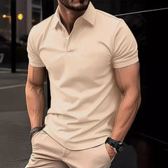 High Sense Casual Solid Color Buttons Short Sleeve