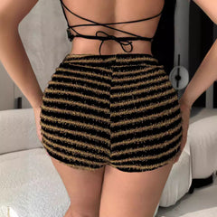 Texture Striped Shorts Loose Casual New