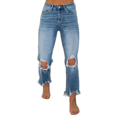 European And American Ripped Jeans Women's Tight