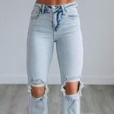 European And American Ripped Jeans Women's Tight