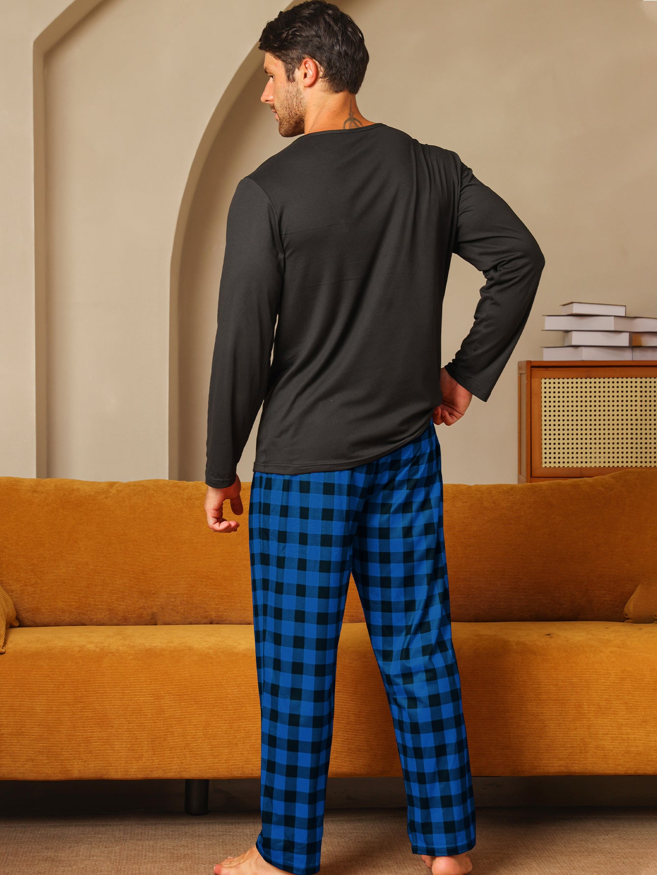 Ice Silk Long Sleeve Long Pants Men's Pajama Set