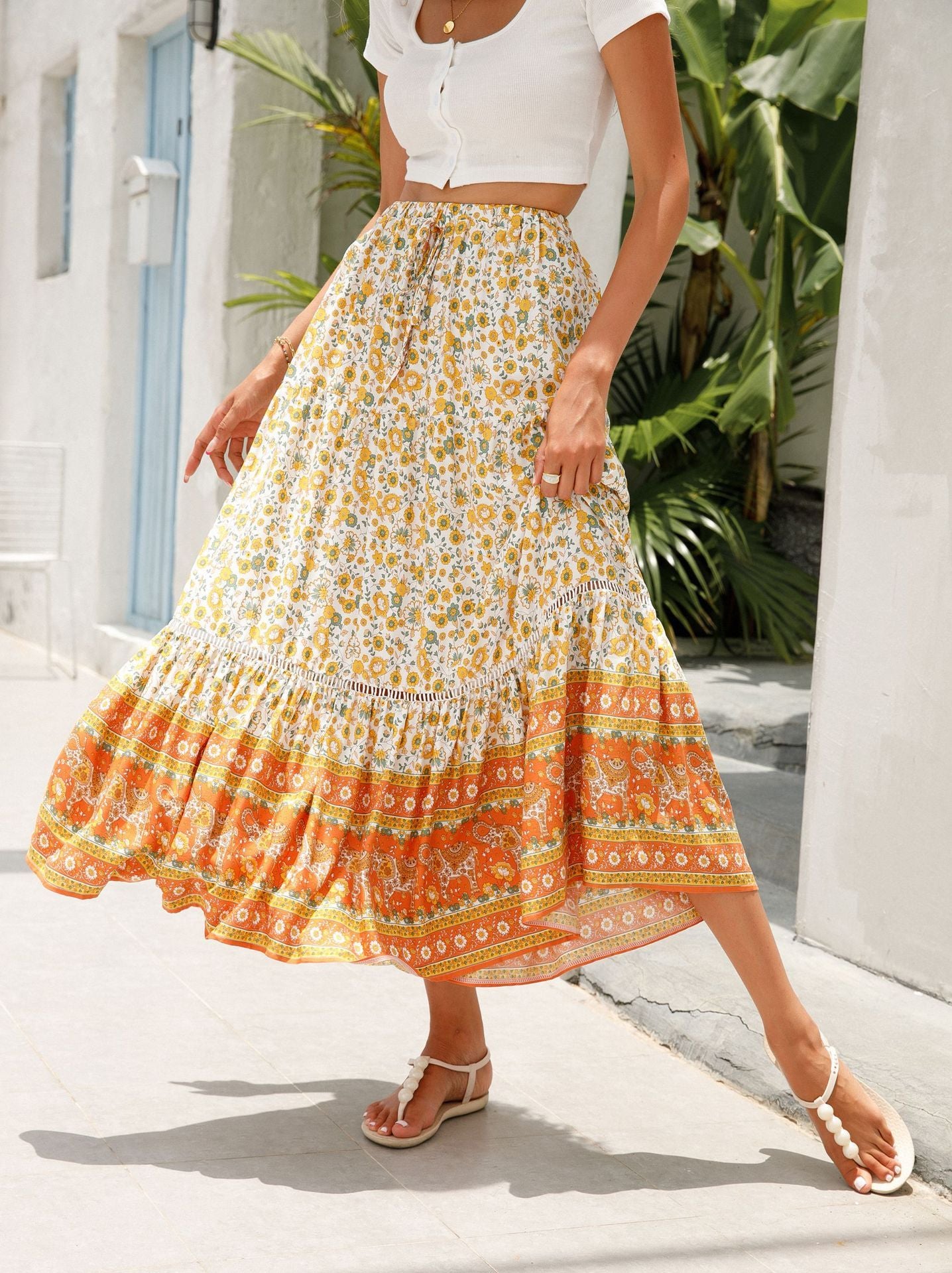 Maxi Skirt Cotton Bohemian Beach Resort Skirt