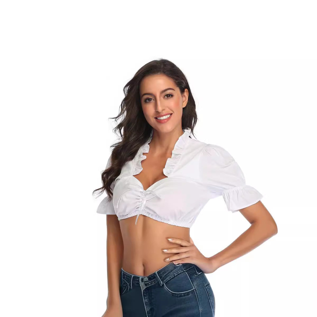 Bavarian Beer Festival Costume Women's Ethnic Shirt Small White Jersey