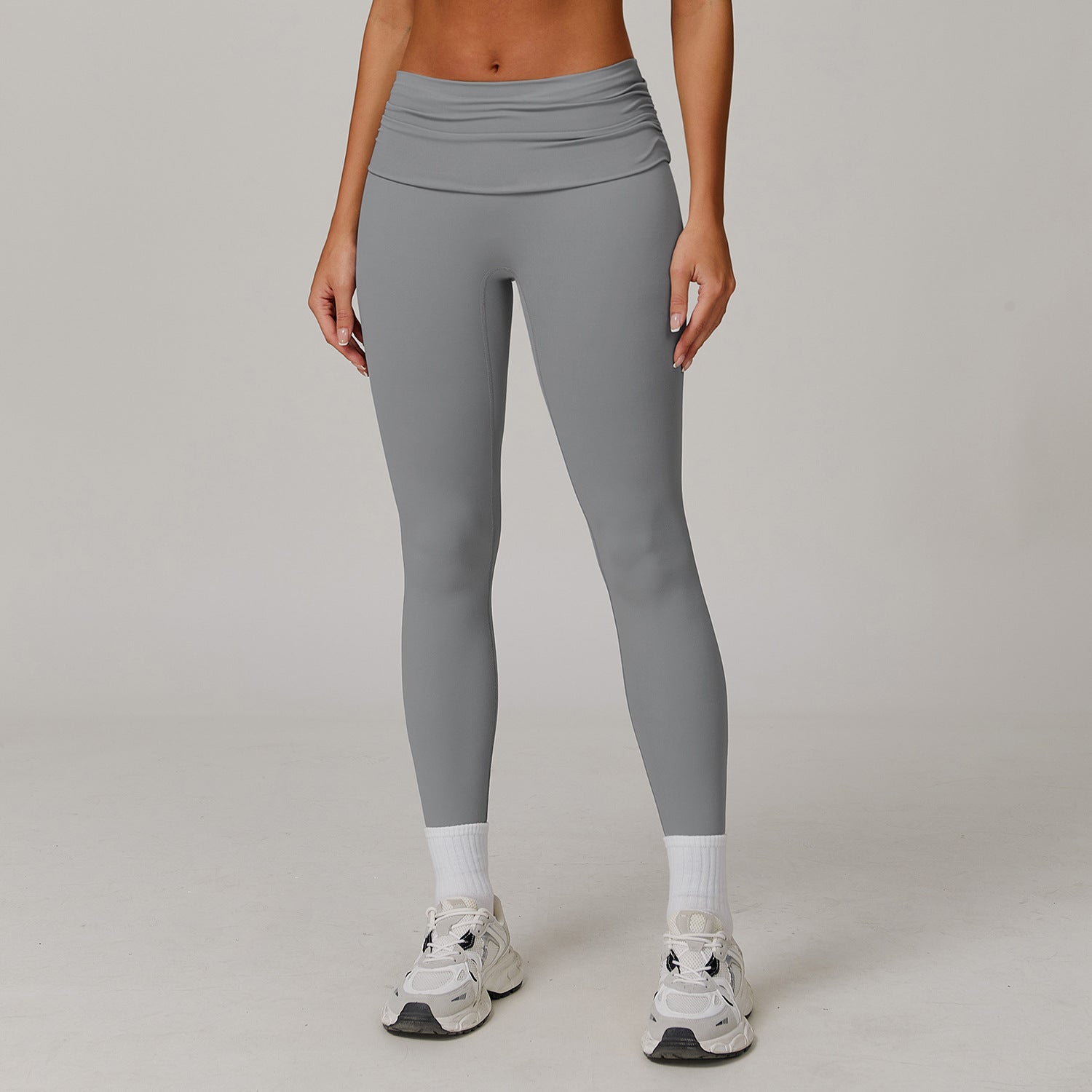 Fold High Waist Yoga Pants Women's Cloud-feeling Belly Contracting And Hip Lifting Sports Pants