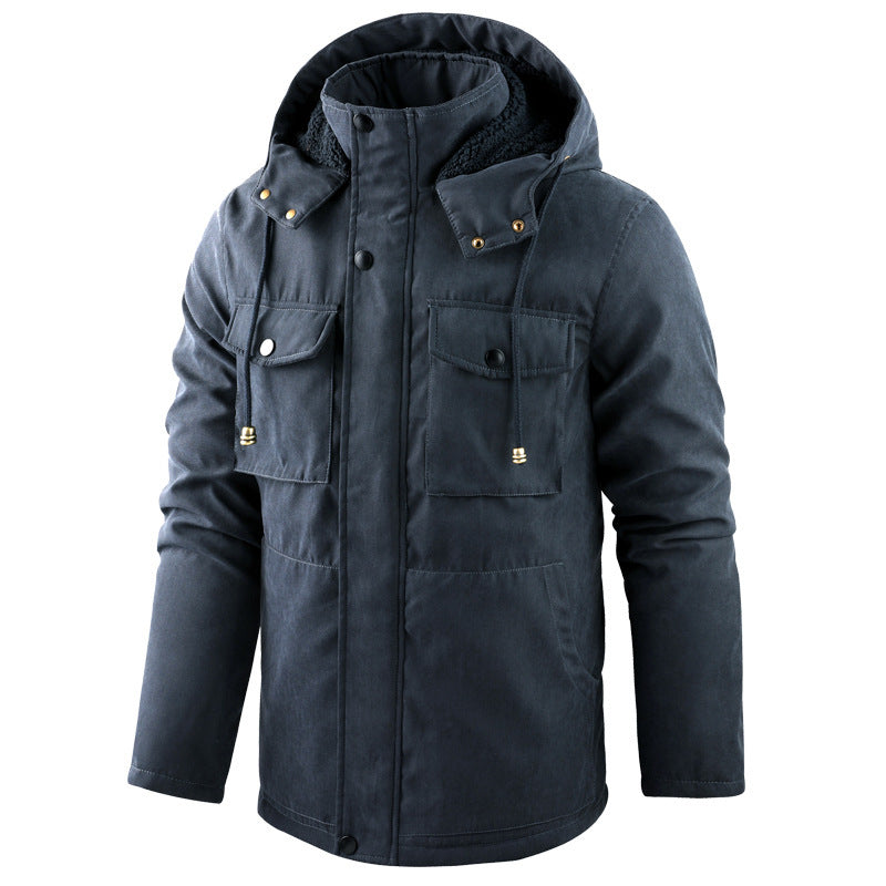 Plus Size Workwear Thermal Hooded Cotton Coat Jacket